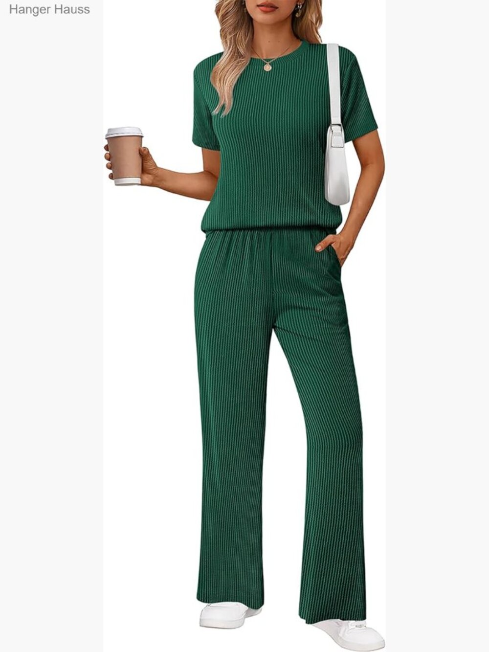Lounge Sets for Women 2 Piece Matching Travel Outfits Loose Short Sleeve Top